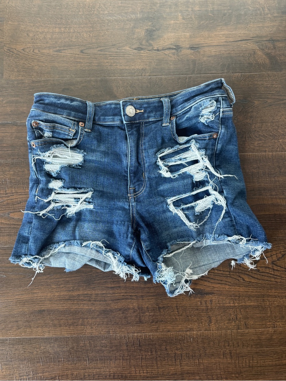 American Eagle high waisted distressed denim shorts
